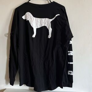 Victoria's Secret PINK Black Long Sleeve Shirt Medium with detail sleeves